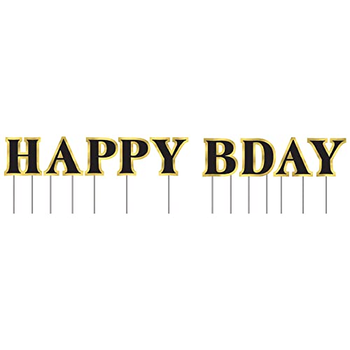 Stunning "Happy Bday" Yard Sign - 10.5" x 15.75" (Pack