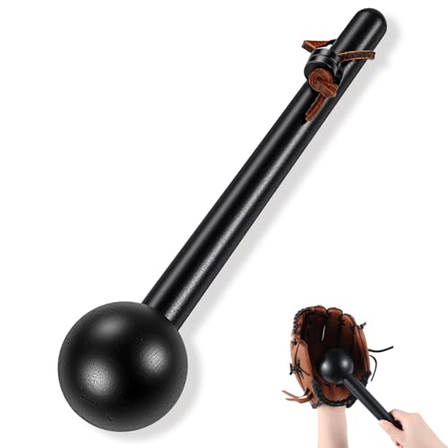 Hollowfly 1 Pcs Baseball Glove Mallet Baseball Hammer Rubber Wood with Leather Rope 12 Inch Shaping Hammer for Glove Break-in One-Piece Mallet (Black)