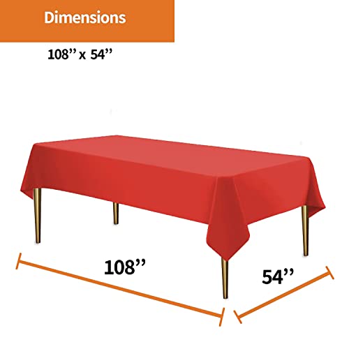 Image of Party Dimensions Red Disposable Plastic Tablecloth for Rectangle Tables (48 Pack) Premium Decorative Table Cloths for Parties, Events & Weddings, Indoors & Outdoors, 54 x 108 inches