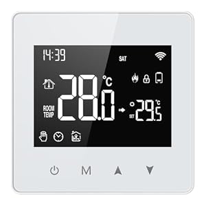 Ticha Wifi Smart Thermostat, Programmable Temperature Controller For Gas Boiler Heating with Touch Screen For Tuya APP Controller, Alexa Google Assistant Compatible