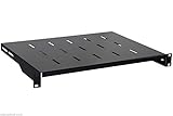 RAISING ELECTRONICS 1U Black Flexible 14inch (350mm) deep Cantilever Server Shelf Vented Rack Mount 19inch