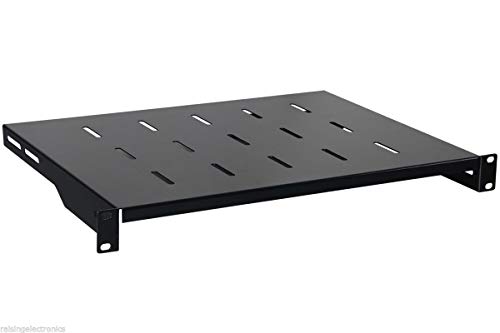 RAISING ELECTRONICS 1U Black Flexible 14inch (350mm) deep Cantilever Server Shelf Vented Rack Mount 19inch