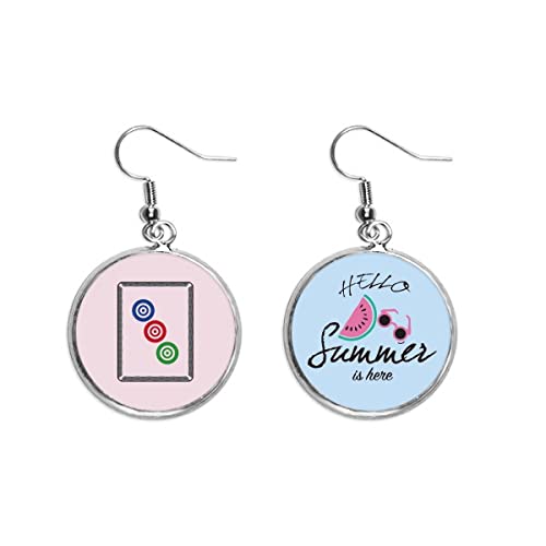 Pendientes de mahjong con patrón de sandía en círculo de tres puntos joyerías de verano