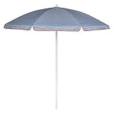 ONIVA - a Picnic Time brand 822-00-332-000-0 5.5 Ft. Portable Beach Umbrella Outdoor Furniture, 5. 5 Diameter Canopy, Wave Break Gray Pattern