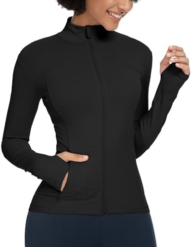 QUEENIEKE Women's Running Jacket Breathable Lightweight Sports Jacket Zipper Workout Jacket with Pocket for Yoga Fitness