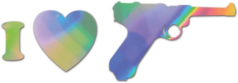 RDW I Love My Luger Premium Sticker Decal Oil Slick Rainbow Holographic Metallic p08 p-08 German - Oil Slick - 2" W x 0.68" H