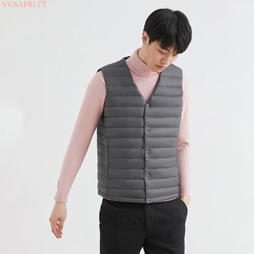 VGSAPRLEY ダウンベスト メンズ 襟なし インナーダウン ベスト ノーカラー ウルトラライト2way V首 丸首 無地 軽量 防風 防寒 暖かい 春 秋 冬 VG17 の商品画像 3