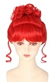 LeMarnia Red Short Curly Bun Wig for Women Cosplay Miss Argentina Wigs for Girls Halloween Costume Wig
