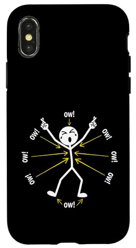 Ow Ow Ow Ow Stickman Figure Humorous Chronic Pain Awareness �X�}�z�P�[�X iPhone X/XS �p