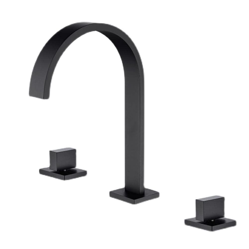 VDOQTLJT Bathroom Faucet Three Hole Brass Hot Water and Cold Washbasin Faucet-Black(Nero)