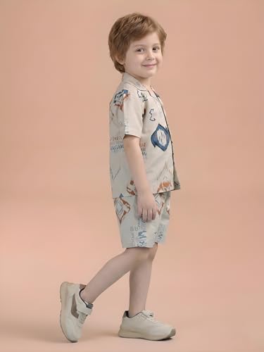 Image of POLKA TOTS 100% Cotton Half Sleeve Shirt and Shorts Combo for Boys | Co-Ord Set for Kids | Summer Wear Dress for Toddlers | Breathable & Skin-Friendly Boys Clothes | Trendy Summer Outfit & Beach Wear