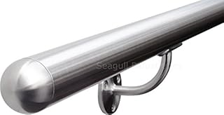 Seagull Balustrades Stainless Steel Stair Handrail - Pre-Assembled, 320-Grit Satin Brushed Polished - Select Length - Classic Domed Ends - Made in UK