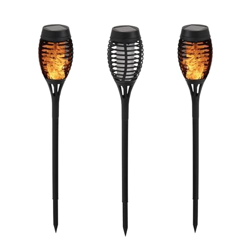 Lot de 3 lampes solaires d'extérieur LED, torches de jardin effet flammes, lumière solaire imperméable, couleur blanc chaud, décoration pour jardin