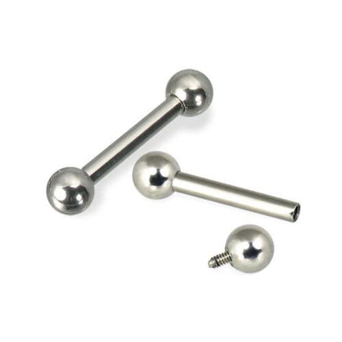 Pair 14g Internal Threaded Surgical Steel Barbell Nipple Tongue Rings Piercing - 25mm