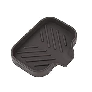Silicone Bathroom Soap Dishes with Drain Spout-Bathroom and Kitchen Sink Organizer,Sponge Holder,Dish Soap Tray,Perfect for Dispenser,Scrubber,Bottle,Cup on Sink or Counter-Coffee 4.9″×3.2″