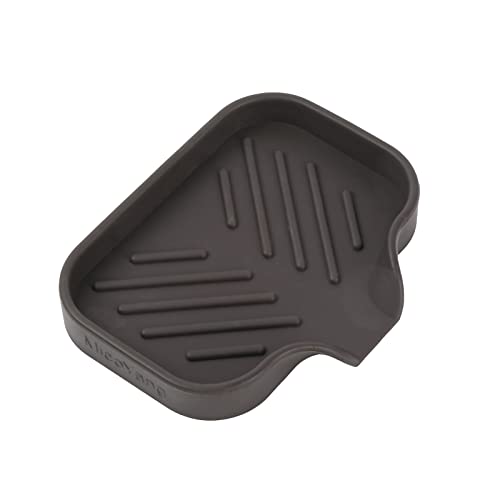 Silicone Bathroom Soap Dishes with Drain Spout-Bathroom and Kitchen Sink Organizer,Sponge Holder,Dish Soap Tray,Perfect for Dispenser,Scrubber,Bottle,Cup on Sink or Counter-Coffee 4.9"×3.2"