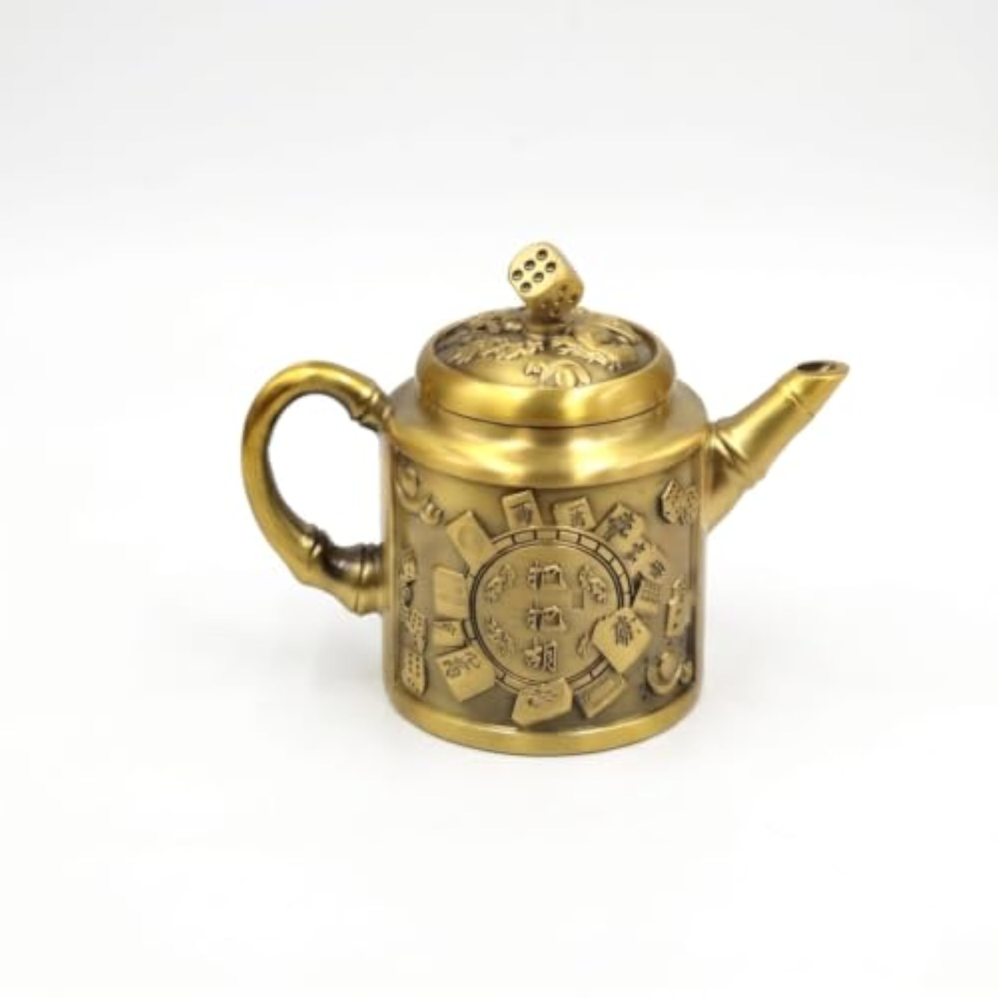 Gold-Toned Brass Teapot Ornament for Decor