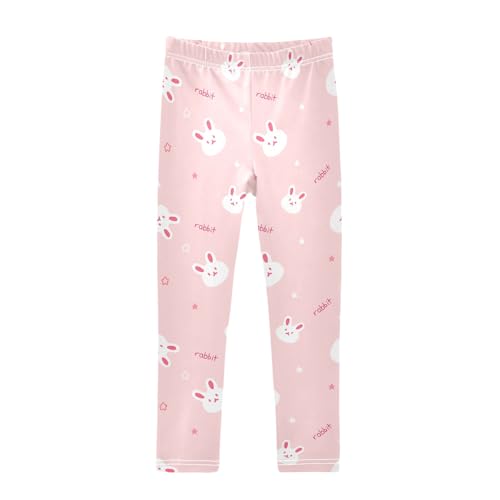Cute Little Cartoon Rabbits Girls Leggings Soft Comfortable Athletic Leggings Dancing Pants for 4-10 Years