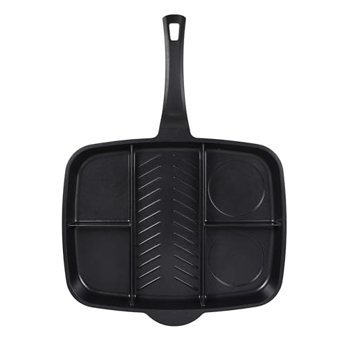 Innovacook 5-Section Grill & Griddle Pan, Long Lasting Pan, Innovative Cookware, Double Layer Coating Pan, Suitable for All Cooking hobs, Black - Image 6