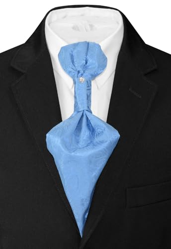 Image of Vesuvio Napoli PreTied ASCOT Solid PAISLEY Color Cravat Men's Neck Tie 21 Colors