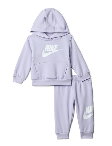 Image of Nike Baby Sportswear Club Fleece Pullover Hoodie and Joggers 2-Piece Outfit Set (Large Swoosh Logo)