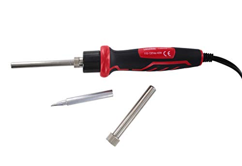 MIYAKO 40 Watts Soldering Iron Pen Style - High Performance Heavy Duty Welder with Long Lasting Ceramic Heater, Reinforced Plastic Handle, Rubber Holder and Replaceable Tip - Max Temp ~842°F (74B450)