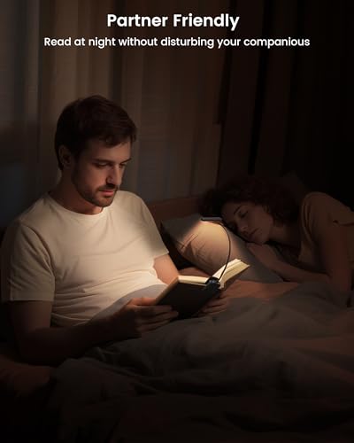 Image of Glocusent 26 LED Rechargeable Book Light for Reading in Bed, Eye-Caring 5 Amber Colors and Stepless Dimming, Lasts 1 Week to a Months, Travel Clip on Lamp Gifts for Book Lovers, Men, Women & Kids