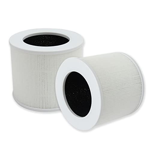 PUREBURG Replacement Filter Compatible with LEVOIT Core Mini Air Purifier Filter Part Core Mini-RF H13 True HEPA and Activated Carbon Multi-Layer Filtration Pack of 2