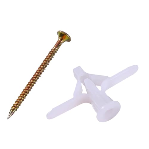 Wall Anchor, Plastic Toggle Anchor with Screw, Gypsum Board Hollow Wall Pipe Plug Aircraft Expansion Anchor Bolt Accessories(200pcs)