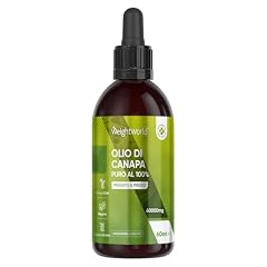 Olio di Canapa 60ml, 100% Puro e Vegano, Olio Pressato a Freddo, da Semi di Canapa Sativa, Flacone da 60.000mg, Hemp Oil con Pratico e Comodo Contagocce, Hemp Seed Oil, Senza Glutine e Privo di OGM