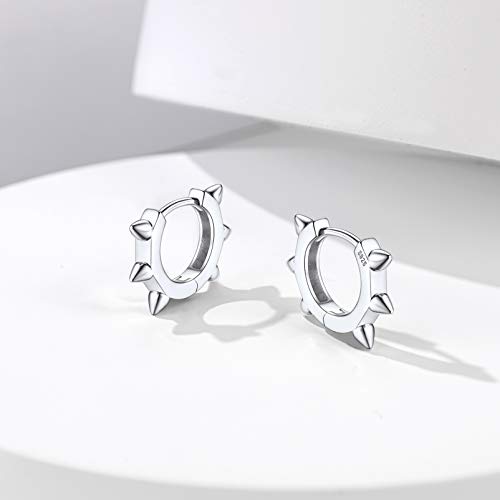 Punk Rivet Hoop Silver Earrings Women Sterling Silver Cool Huggie Earrings For Male #TOP7