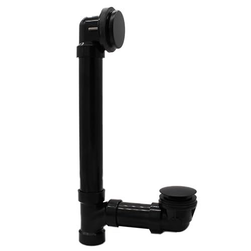 Westbrass 493144H-62 12" & 4" Bath Waste & Overflow Assembly with Tip-Toe Drain Plug and Illusionary Faceplate-SCH. 40 ABS Pipe, 1-Pack, Matte Black by Westbrass - Image 7