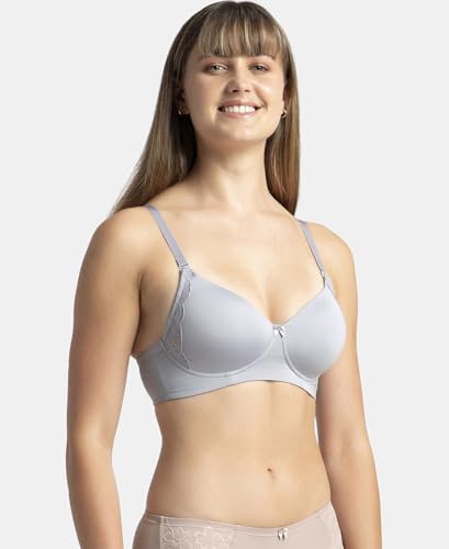 Image of Jockey 1816 Women Wirefree Padded Soft Touch Microfiber Elastane Stretch Full Coverage T-Shirt Bra with Lace Styling