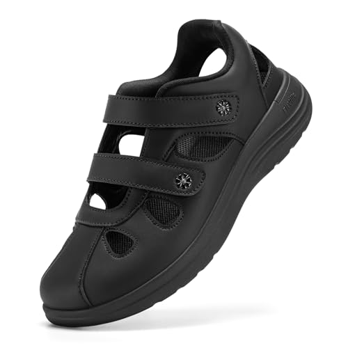Image of FitVille Women's Wide Closed Toe Orthopedic Sandals, Summer Vacation Comfort Walking Sandals with Arch Support for Diabetic, Swollen Feet, Bunions