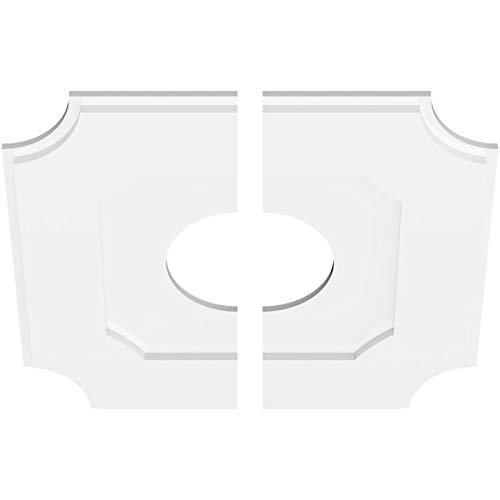 Image of Ekena Millwork CMP22LE2-07000 Locke Architectural Grade PVC Contemporary, Two Piece Urethane Ceiling Medallions 22 inchOD x 7 inchID x 13 inchC x 1 inchP