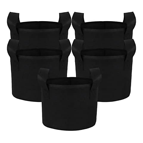 YLSZHY 5 Pack 2 Gallon Plant Grow Bags, Thickened Aeration Nursery Pot with Handles, Heavy Duty Felt Fabric Pots Plant Planting Bags for Indoor Outdoor Vegetables Flowers Potato Fruits Cover