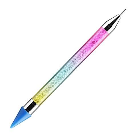 NMKL38 Dual Ended Wax Nail Rhinestones Picker Pencil Nail Art Design Dotting Pen Crystal Diamond Acrylic Handle Manicure Gem Pick Up Applicator Tool with Storage Case (Colorful) Cover