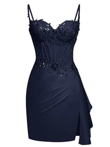 Sparkly Satin Homecoming Dresses for Teens Corset Lace Applique HOCO Dresses 2025 Short Prom Party Gowns