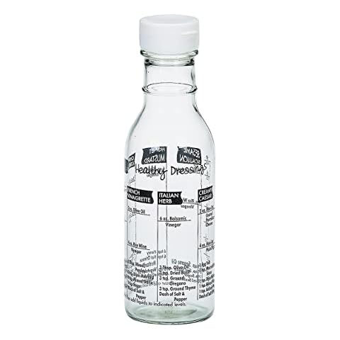 CUISINOX Glass Salad Dressing Shaker Bottle, 8.3" x 2.54", White Cover