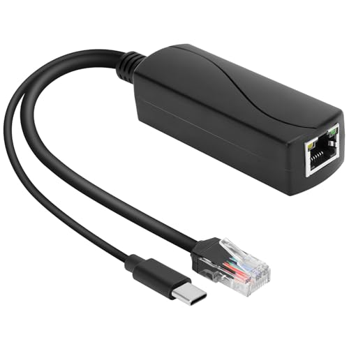 Gigabit Poe Splitter 5V 4A Type-C, Power Over Ethernet Adapter for Raspberry Pi 5, Power Supply Exchanger,IEEE 802.3af/at Compliant 10/100/1000mbps for Rpi5, IP Camera, Tablets, Dropcam and More