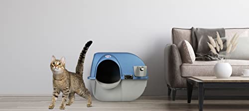 Omega Paw Premium Roll \'n Clean Litter Box Large,Cat, Peral Blue (PR-RA20-1)