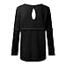 Womens Casual Long Sleeve Shirts Crewneck Loose T Shirt Hollow Out Knit Tee Tops Pullover Hoodie Sweaters for (Black, S)