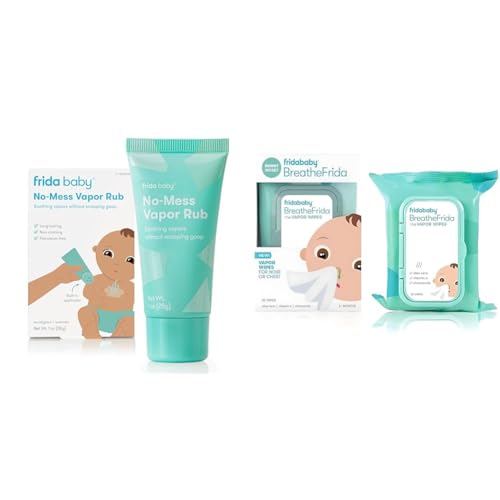 Frida Baby No-Mess Vapor Rub + BreatheFrida Baby Vapor Wipes Bundle: Baby Vapor Rub for Chest, Neck,...