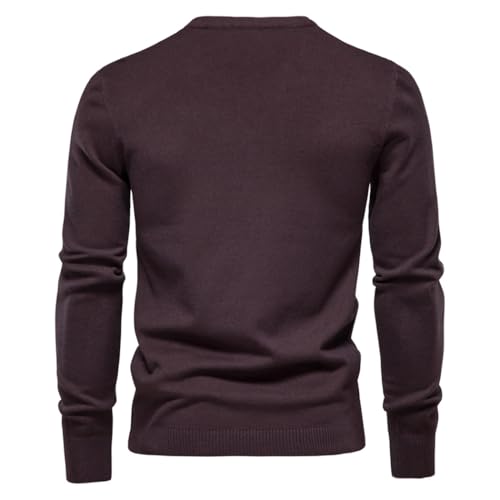 Men's Winter Thick Warm Pullover Crewneck Slim Fit Solid Color Long Sleeve Sweater3