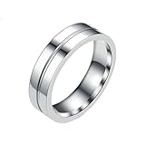 TIEHOKTW Anillos de acero inoxidable con grabado, 6 mm anillos de boda dorado/plata pulidos anillos boda adecuado zirconia para pareja, 54 (17.2), Metal no precioso, Sin piedra preciosa
