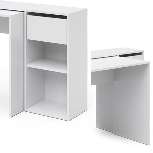 Vicco Schreibtisch Ben, Arbeitstisch für das Büro, Weiß, 145 x 46.4 cm