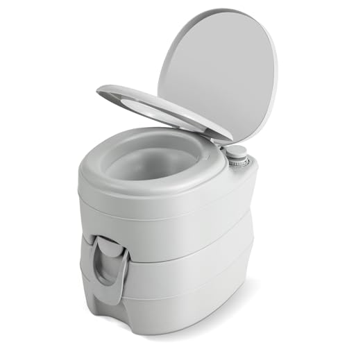 SOARS Toilette Camping Portable, WC Portable avec Pompe de Rinçage, Réservoir d'Eau Usée de 20L, Poignée de Transport, Charge 150 KG, Hauteur d'Assise 40...