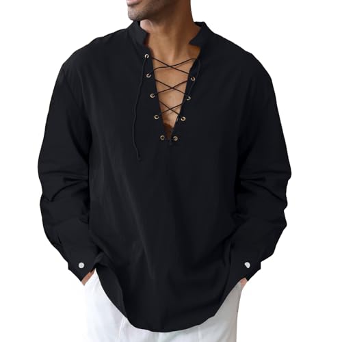 Image of CTU Men's Cotton Shirt Pirate Shirt Medieval Viking Renaissance Costume