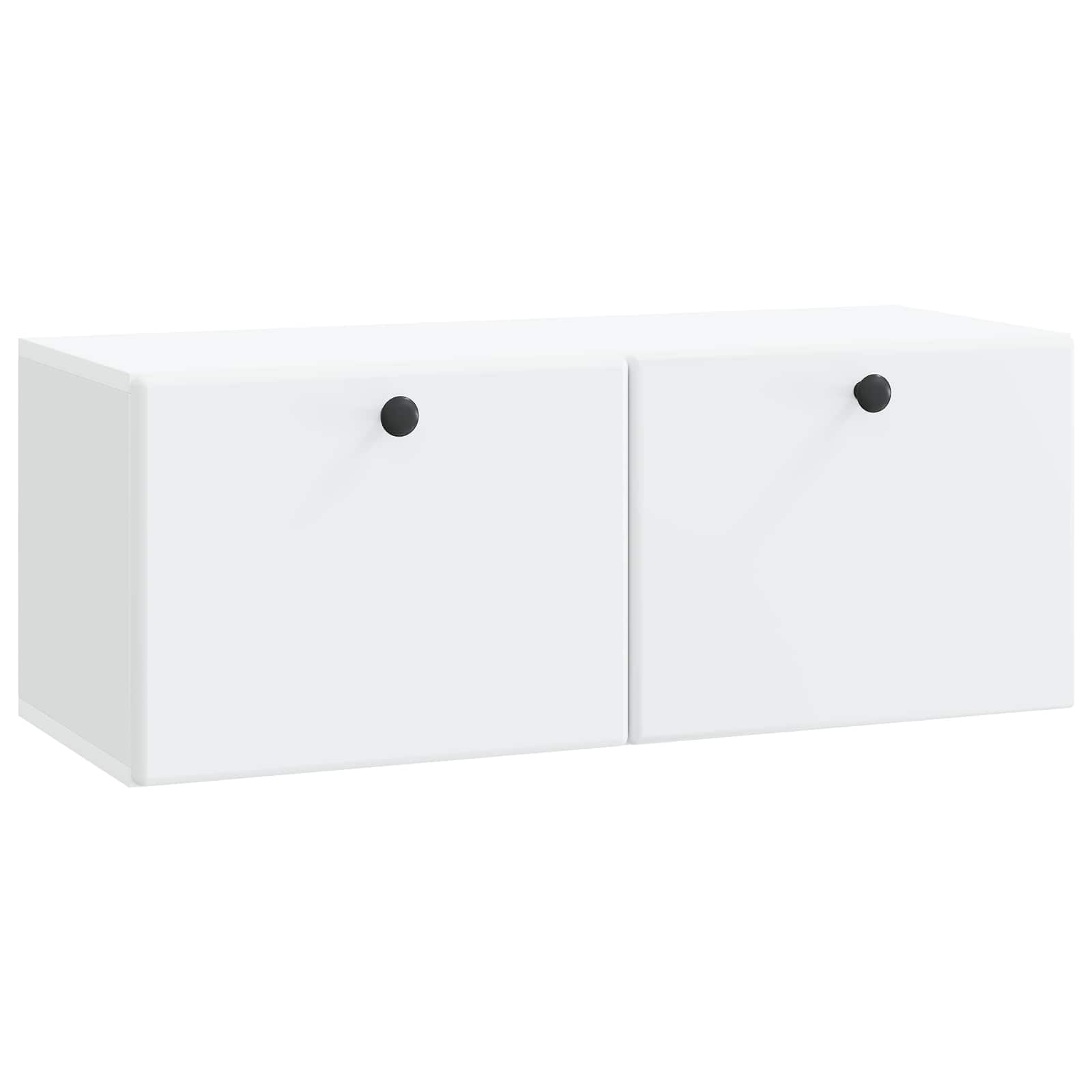 Meuble TV mural blanc en bois pour cacher les câbles de salon
