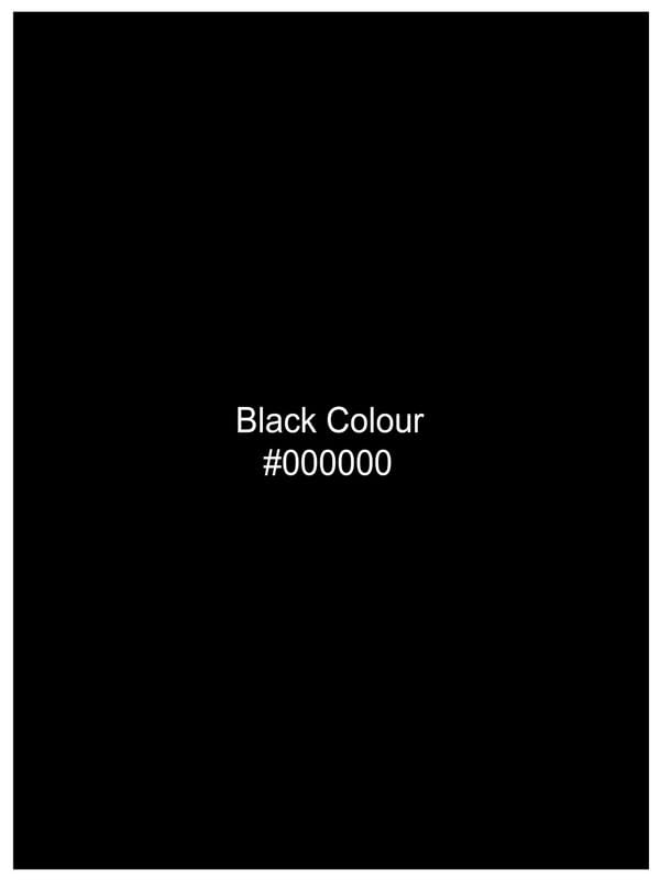 Image of FRENCH CROWN Men's Black Pure Cotton Regular Fit Casual Embroidered Shirt